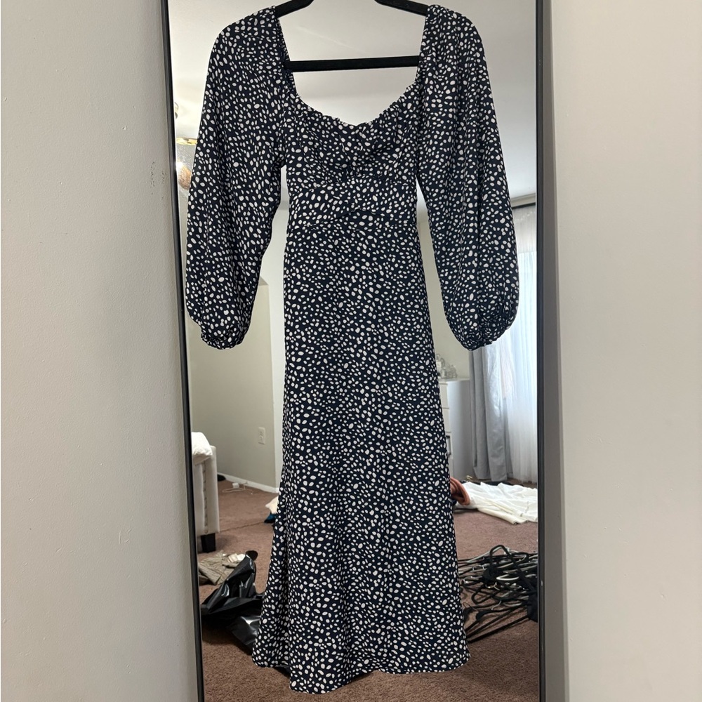 Miami Monochrome Floral Long Sleeve Dress